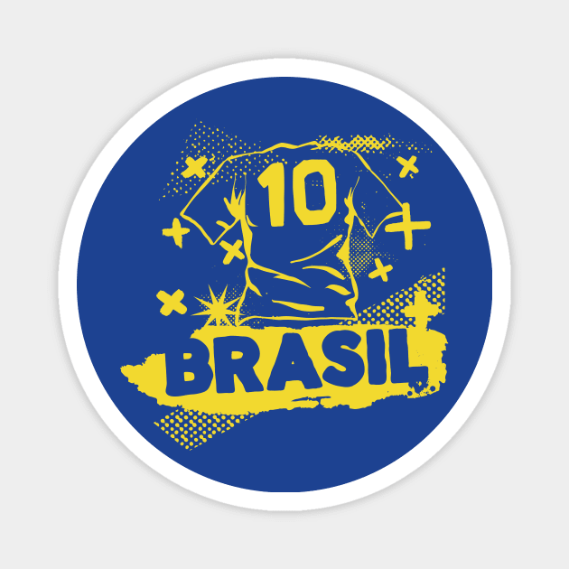 Vintage Brazil Football // Retro Grunge Brasil Soccer Magnet by SLAG_Creative